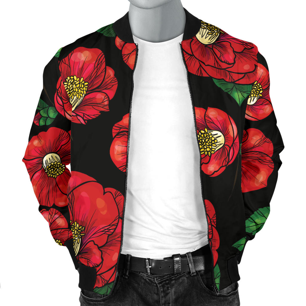 Camellia Pattern Print Design CM07 Men Bomber Jacket