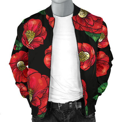 Camellia Pattern Print Design CM07 Men Bomber Jacket