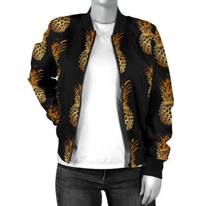 Pineapple Pattern Print Design A02 Women's Bomber Jacket