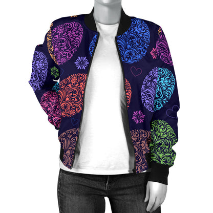 Easter Eggs Pattern Print Design RB012 Women Bomber Jacket