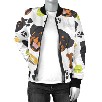 Rottweiler Pattern Print Design A04 Women's Bomber Jacket