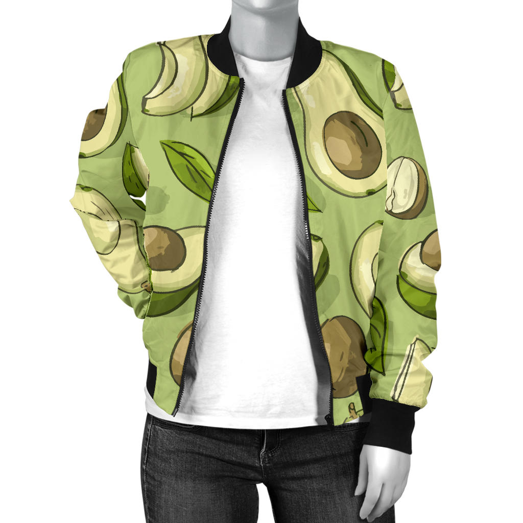 Avocado Pattern Print Design AC03 Women Bomber Jacket