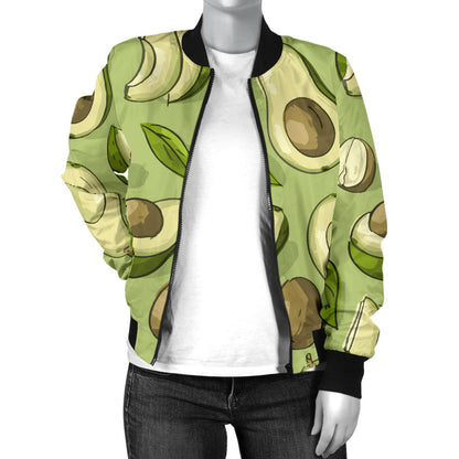 Avocado Pattern Print Design AC03 Women Bomber Jacket