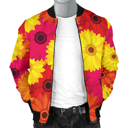 Gerberas Pattern Print Design GB05 Men Bomber Jacket