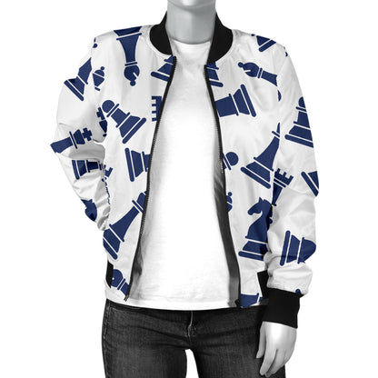 Chess Pattern Print Design 03 Women's Bomber Jacket