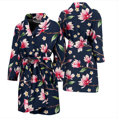 Magnolia Pattern Print Design MAG09 Men Bathrobe