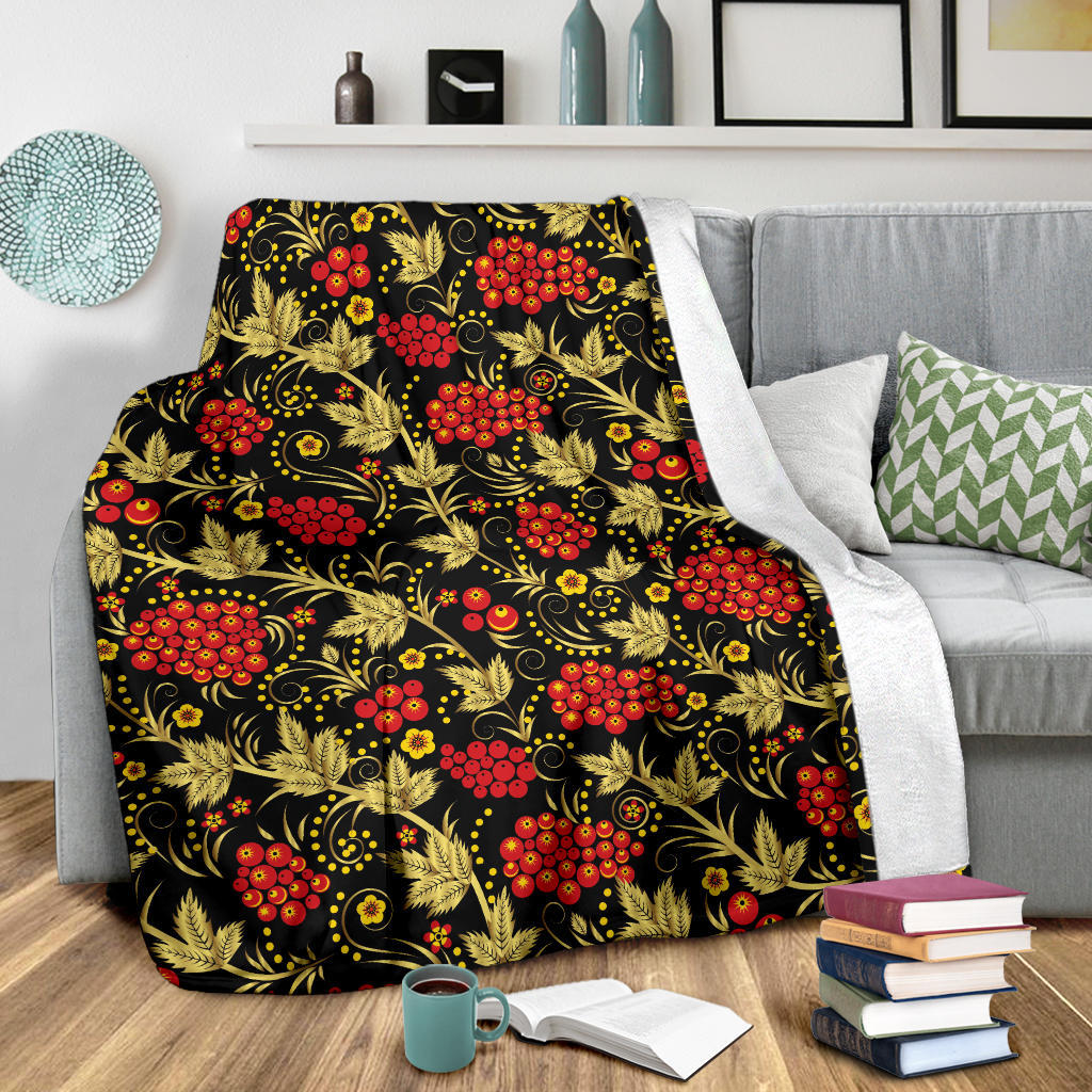 Cranberry Pattern Print Design CB02 Fleece Blanket