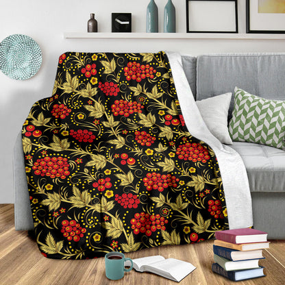 Cranberry Pattern Print Design CB02 Fleece Blanket