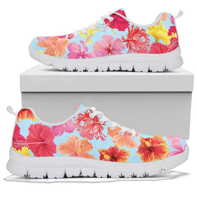 Hibiscus Pattern Print Design HB020 Sneakers White Bottom Shoes