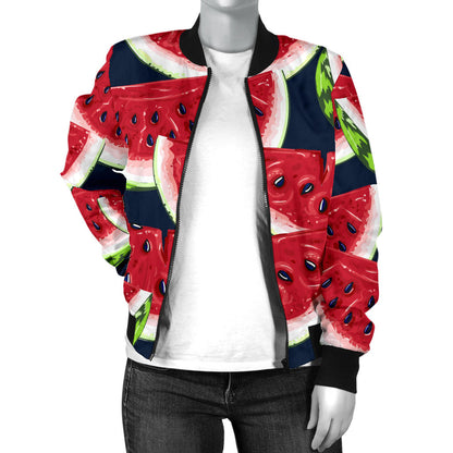 Watermelon Pattern Print Design WM011 Women Bomber Jacket