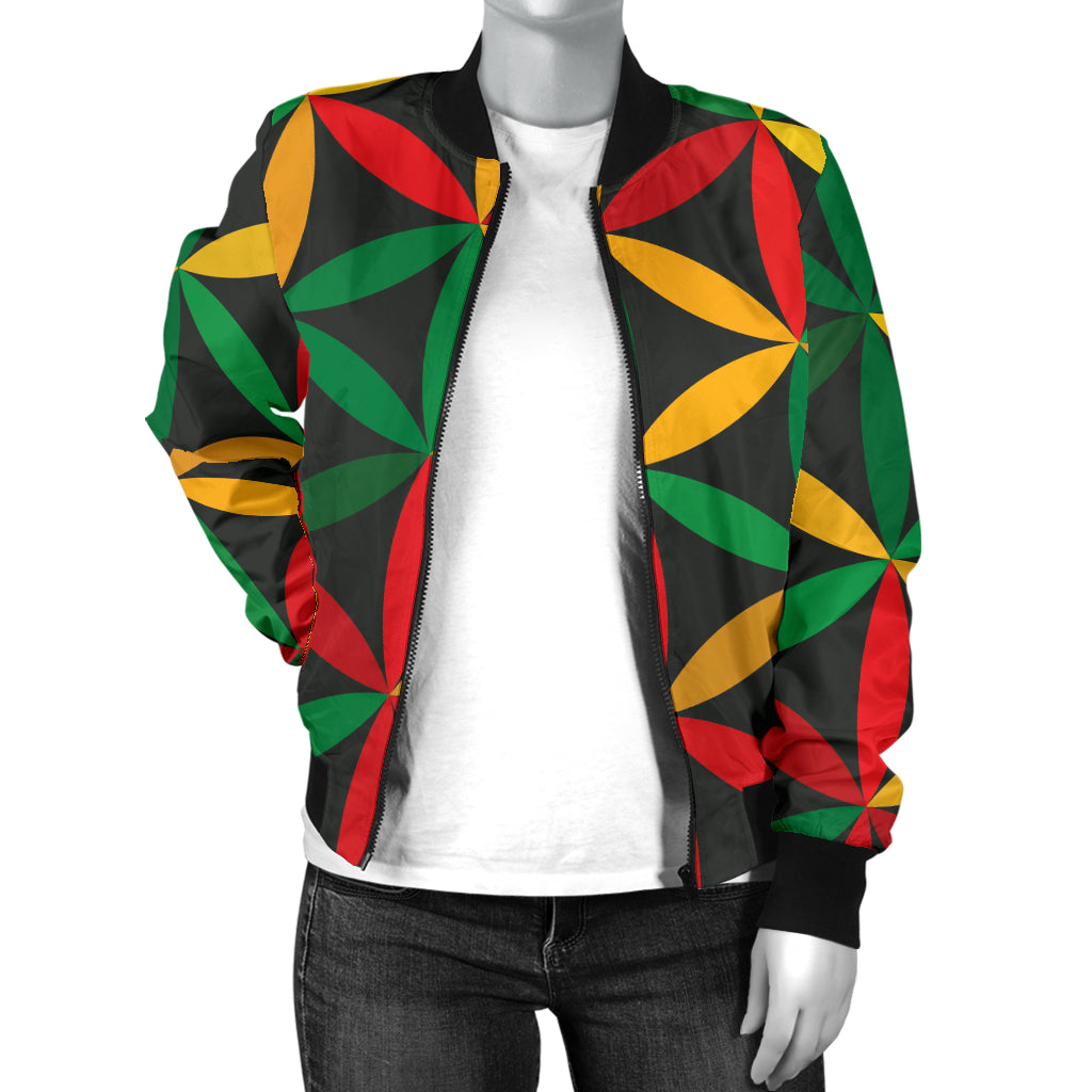 Rasta Pattern Print Design A04 Women's Bomber Jacket