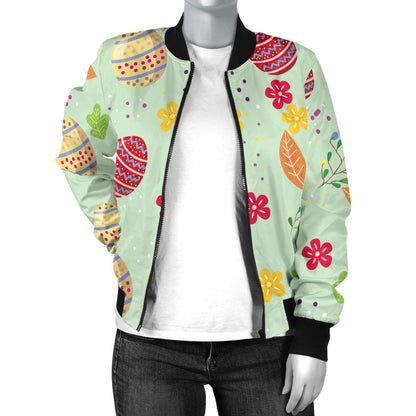 Easter Eggs Pattern Print Design RB07 Women Bomber Jacket