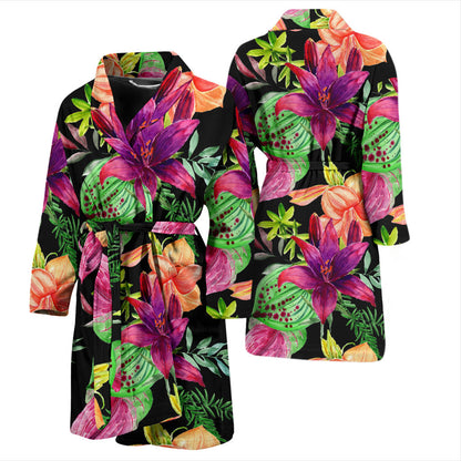 Amaryllis Pattern Print Design AL09 Men Bathrobe