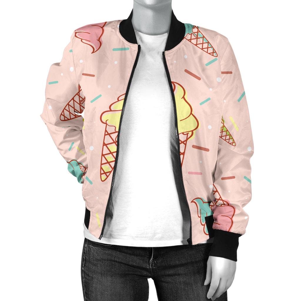 Ice Cream Pattern Print Design 02 Women's Bomber Jacket