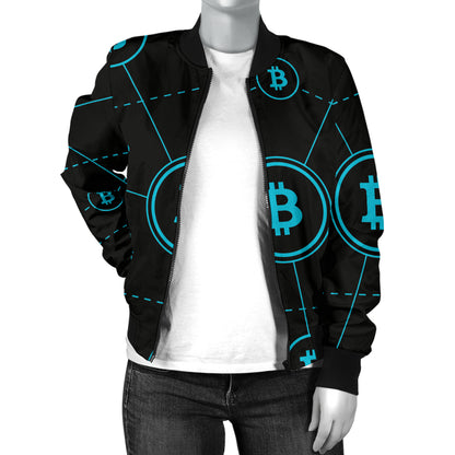 Cryptocurrency Pattern Print Design 01 Women's Bomber Jacket