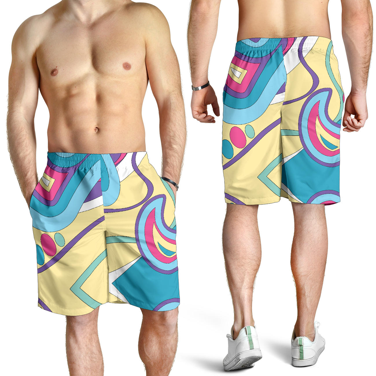 Funky Retro Pattern Print Design A01 Mens Shorts