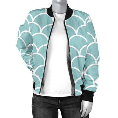Scales Teal Pattern Print Design 02 Women's Bomber Jacket