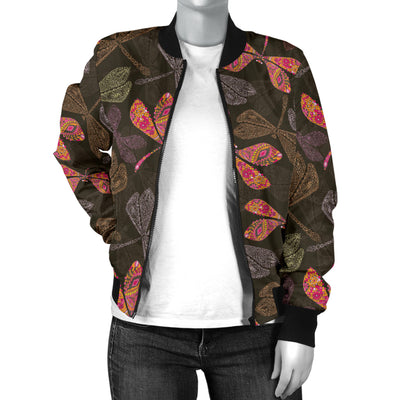 Dragonfly Pattern Print Design 02 Women's Bomber Jacket