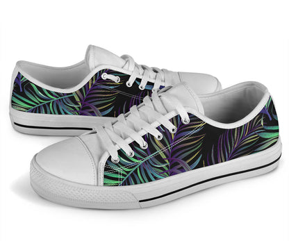 Tropical Palm Leaves Pattern Brightness White Bottom Low Top Shoes
