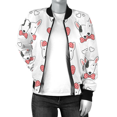 Bull Terriers Pattern Print Design 08 Women's Bomber Jacket