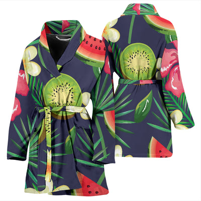 Tropical Fruits Pattern Print Design TF05 Women Bathrobe