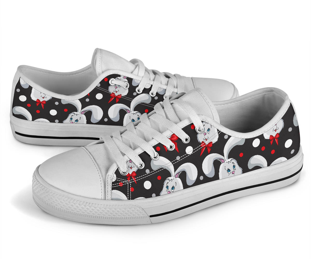 Rabbit Pattern Print Design RB012 White Bottom Low Top Shoes