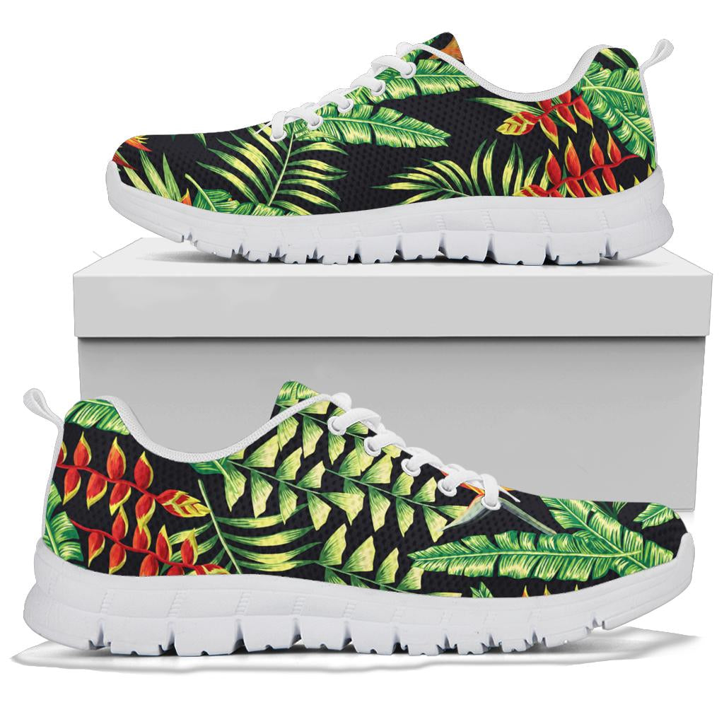 Hawaiian Flower Tropical Palm Leaves Sneakers White Bottom Shoes