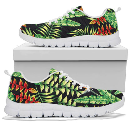 Hawaiian Flower Tropical Palm Leaves Sneakers White Bottom Shoes