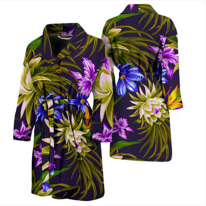 Water Lily Pattern Print Design WL08 Men Bathrobe