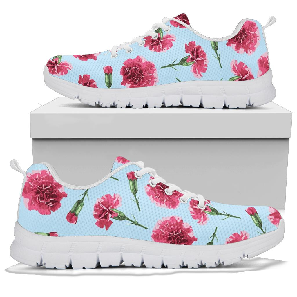 Carnations Pattern Print Design CN01 Sneakers White Bottom Shoes