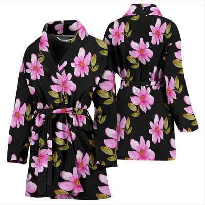 Magnolia Pattern Print Design MAG06 Women Bathrobe