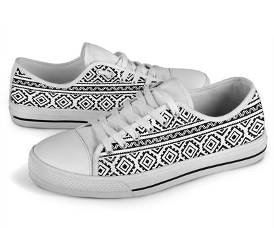 Sea Turtle Tribal Aztec White Bottom Low Top Shoes