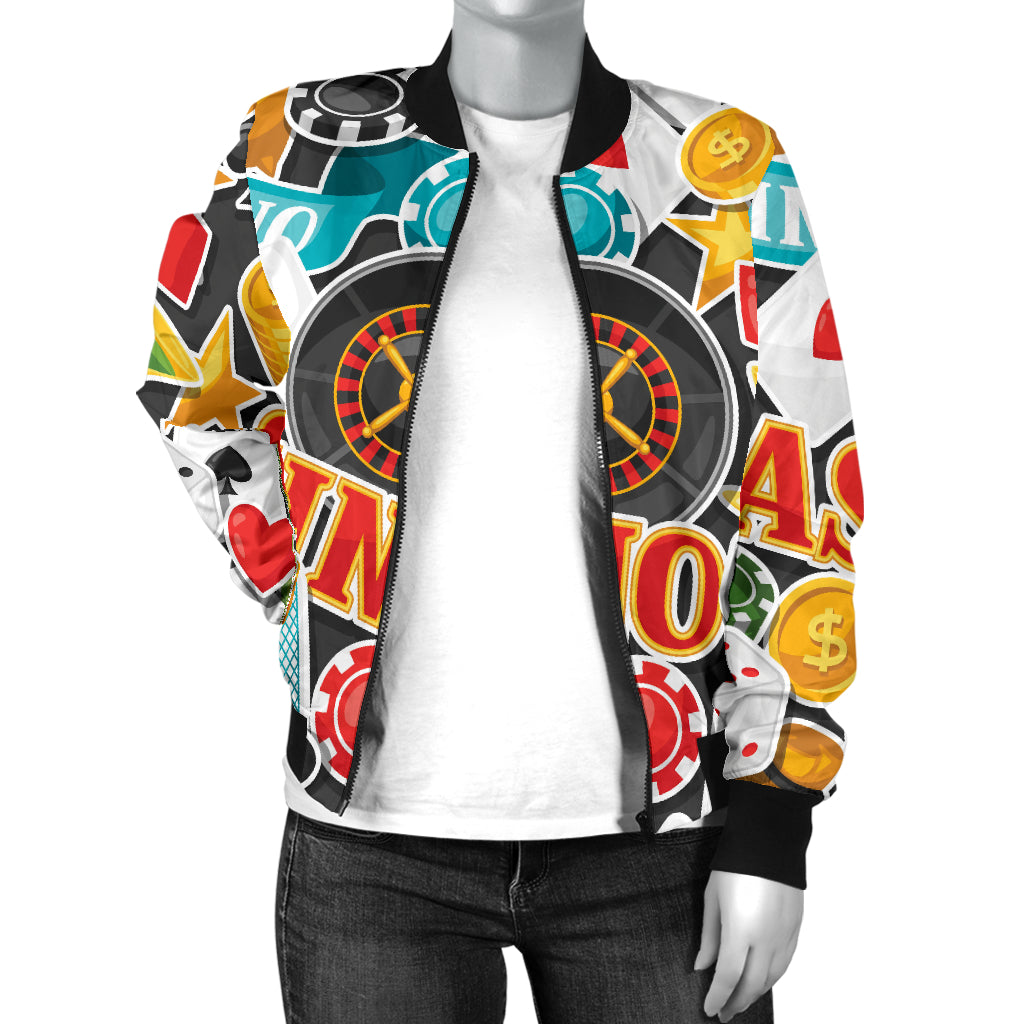 Casino Pattern Print Design 03 Women's Bomber Jacket