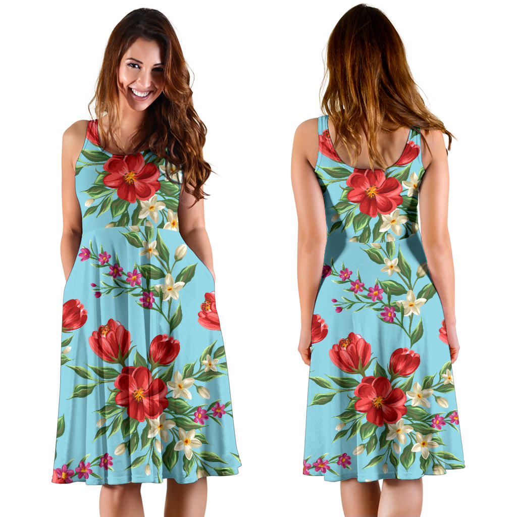 Summer Floral Pattern Print Design SF011 Midi Dress