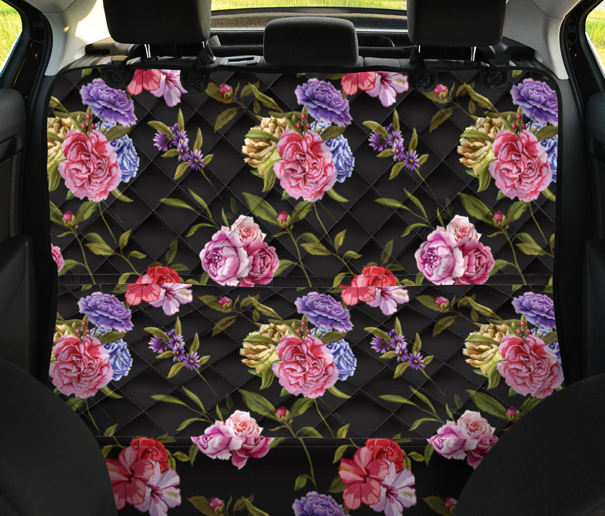 Carnations Pattern Print Design CN05 Rear Dog  Seat Cover