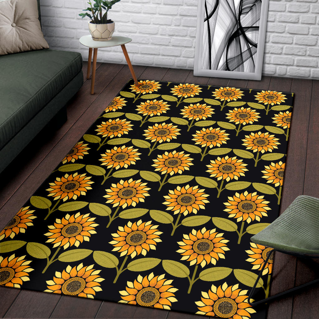 Sunflower Pattern Print Design SF015 Area Rugs