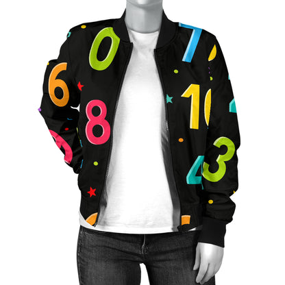 Number Pattern Print Design A04 Women's Bomber Jacket