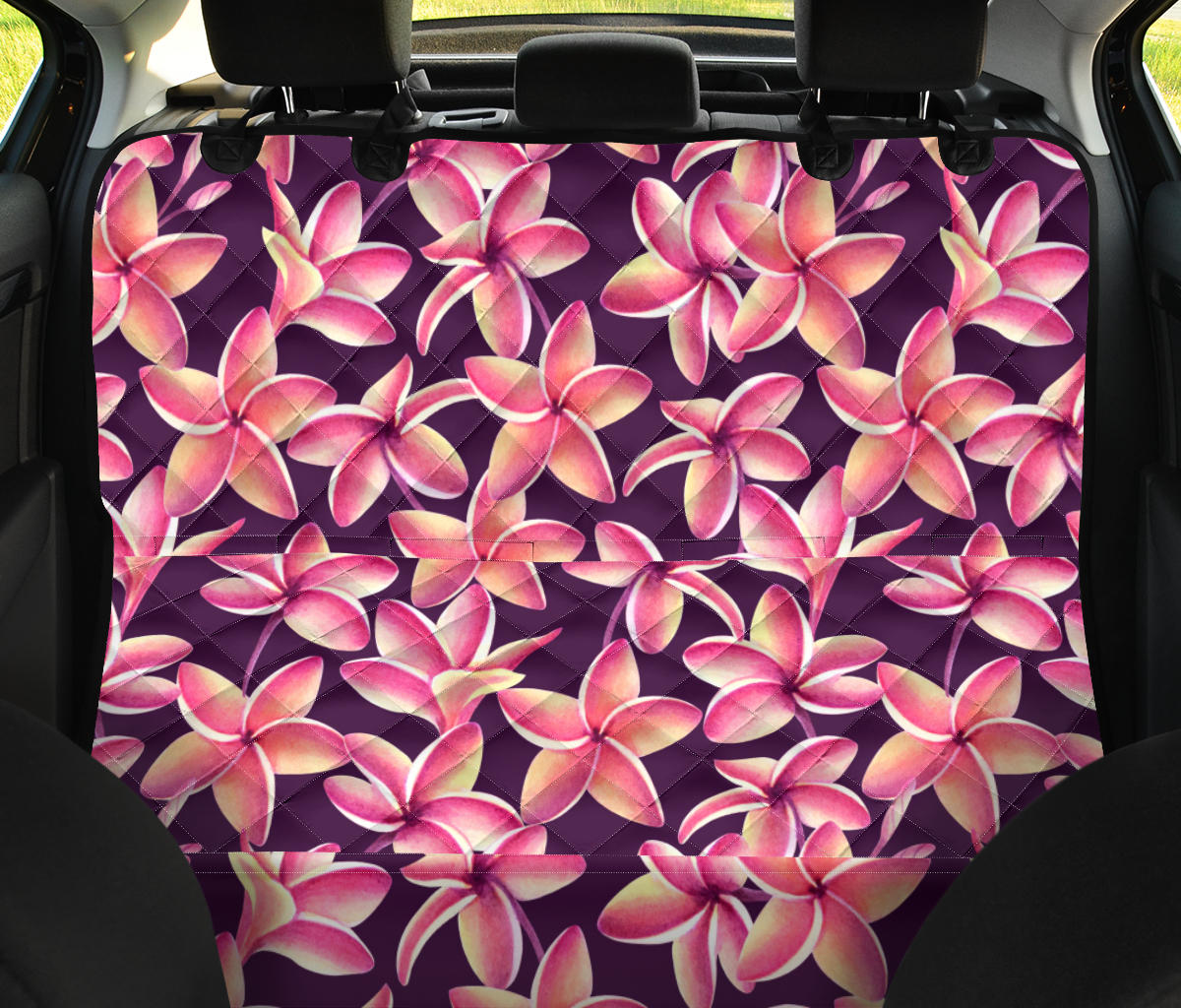 Purple Plumeria Pattern Print Design PM010 Rear Dog  Seat Cover