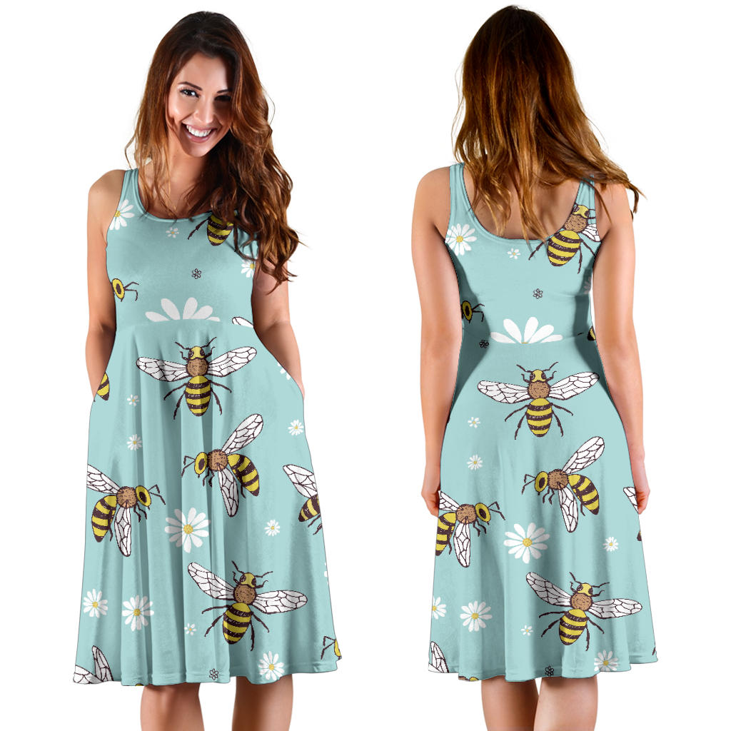 Bee Pattern Print Design BEE010 Midi Dress