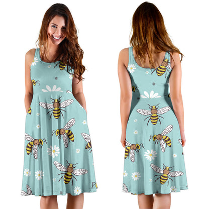 Bee Pattern Print Design BEE010 Midi Dress