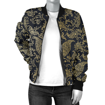 Brocade Pattern Print Design 04 Women's Bomber Jacket