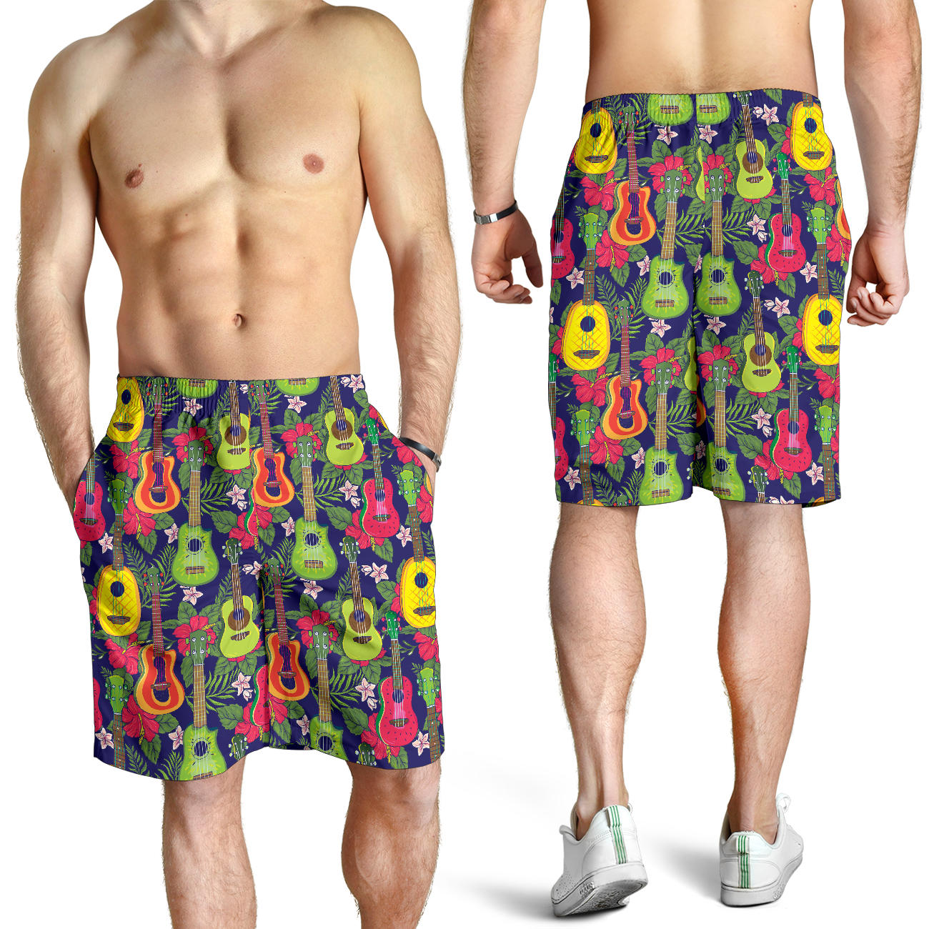 Ukulele Tropical Pattern Print Design 03 Mens Shorts