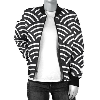 Scales Black White Pattern Print Design 03 Women's Bomber Jacket