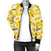 Bee Daisy Pattern Print Design 06 Women's Bomber Jacket