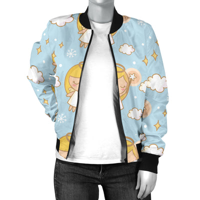 Angel Pattern Print Design 05 Women's Bomber Jacket