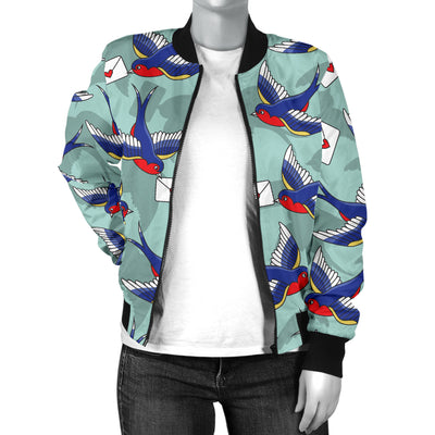 Swallow Bird Pattern Print Design 02 Women's Bomber Jacket