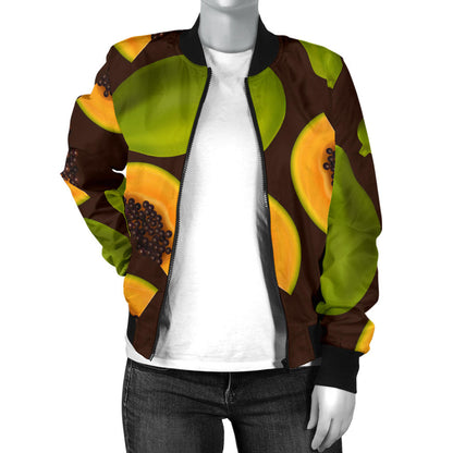 Papaya Pattern Print Design PP04 Women Bomber Jacket