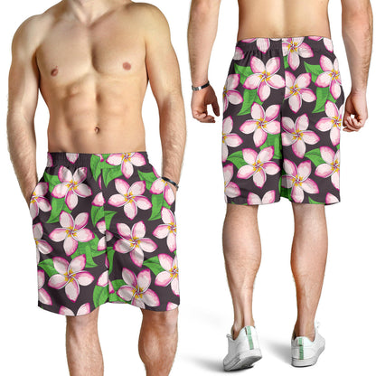 Pink Plumeria Pattern Print Design PM019 Mens Shorts