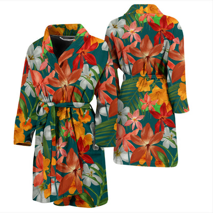 Amaryllis Pattern Print Design AL06 Men Bathrobe