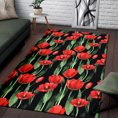 Tulip Red Pattern Print Design TP03 Area Rugs